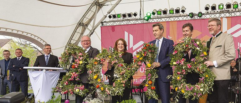 „Ein guter Tag für Bayern, für Franken und für Würzburg“, sagte Ministerpräsident Dr. Markus Söder anlässlich der Eröffnung der Landesgartenschau 2018 in der unterfränkischen Metropole.